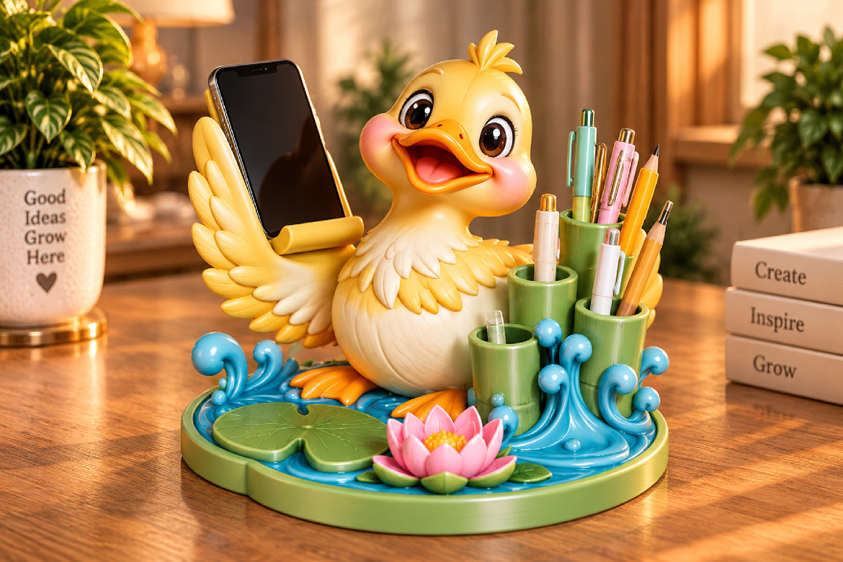 Duck Pen Holder 3D Print STL, an Animal 3D Model by Creative Art (Photo 3 of 4)