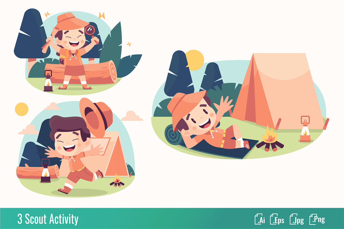 Scout Activity - Flat Illustration, an Education Illustration by SlideFactory