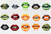 Watercolor Halloween Lips Clipart, an Illustration by Rose Art (Thumbnail 2 of 5)
