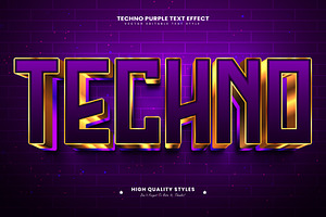 Techno Purple Editable Text Effect