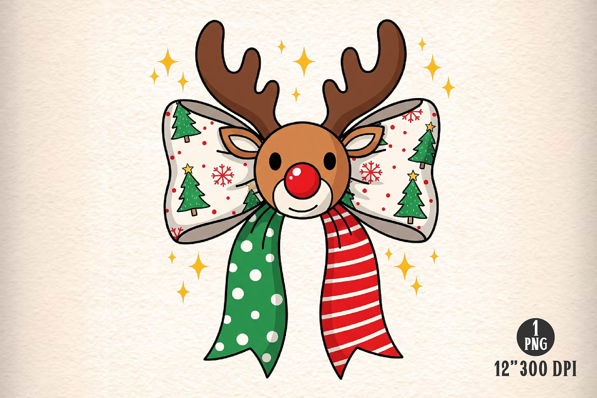 Christmas Reindeer Coquette Bow Png, an Icon by Dream Creation (Photo 1 of 5)