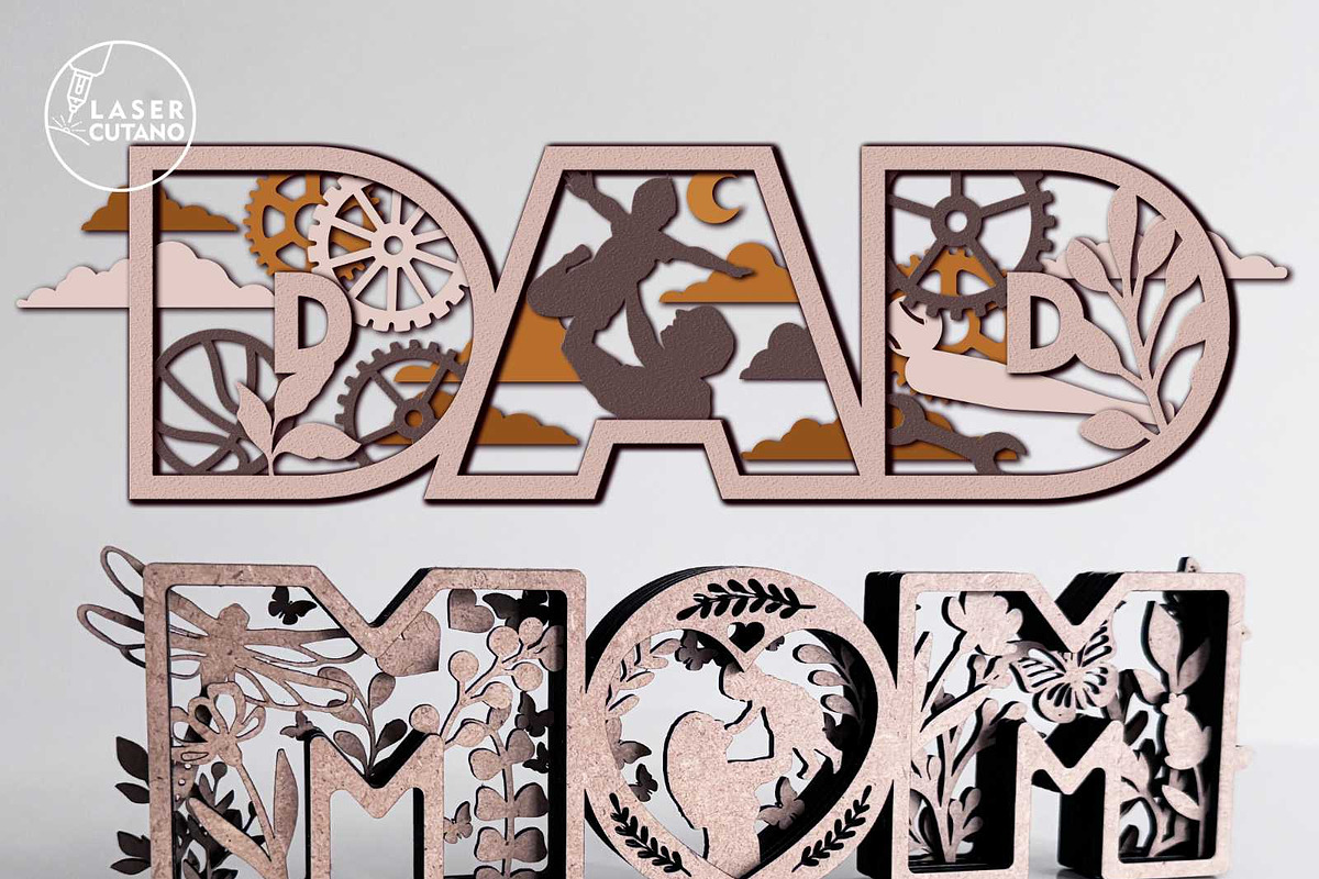 Mom and Dad Set Multilayer Templates, a Templates & Theme by LaserCutano (Photo 4 of 9)