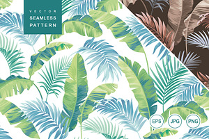 Tropical leaves. Seamless pattern.