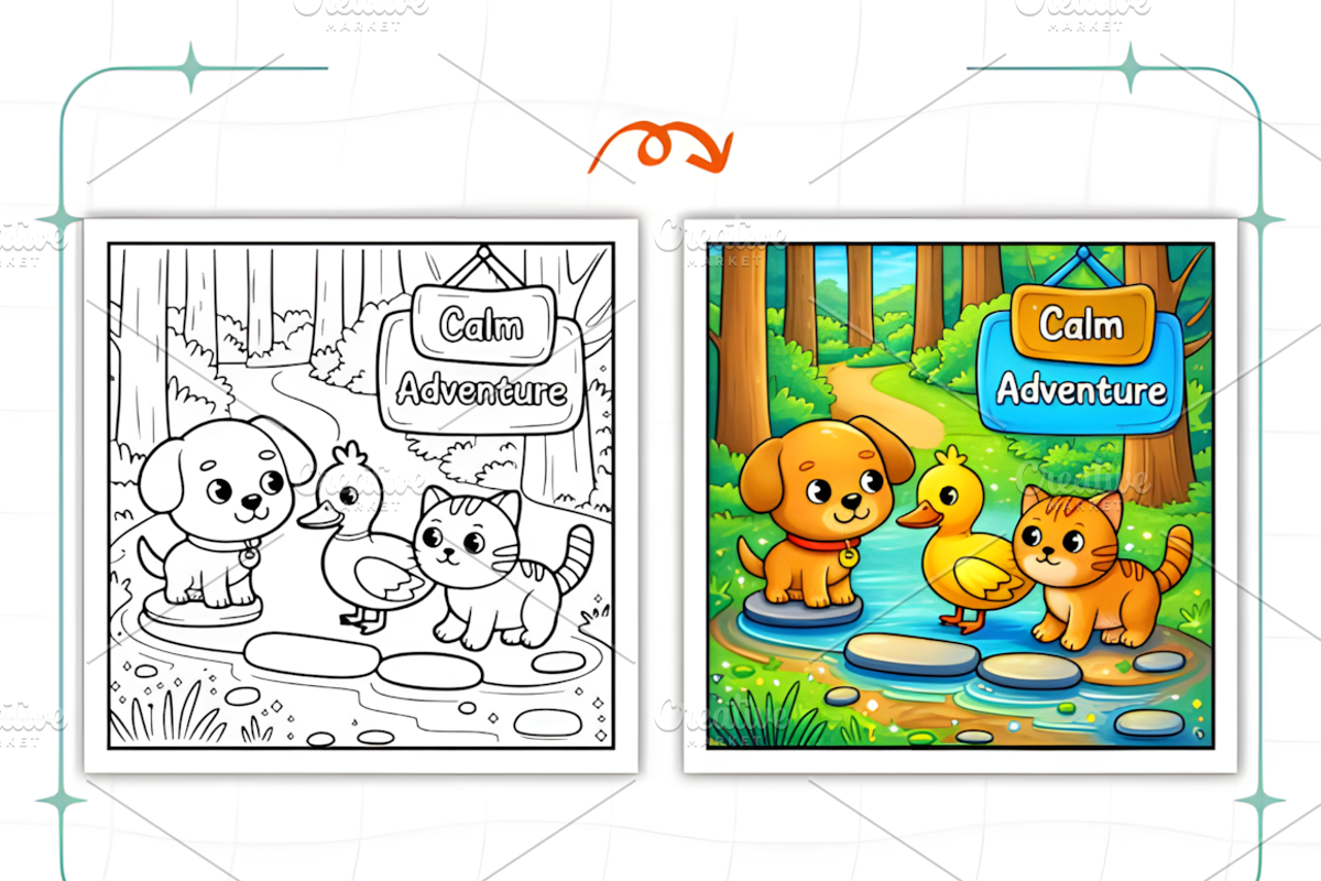 Cozy Quiet Friendship Coloring Pages, an Animal Illustration by Coco Bloom (Photo 8 of 9)