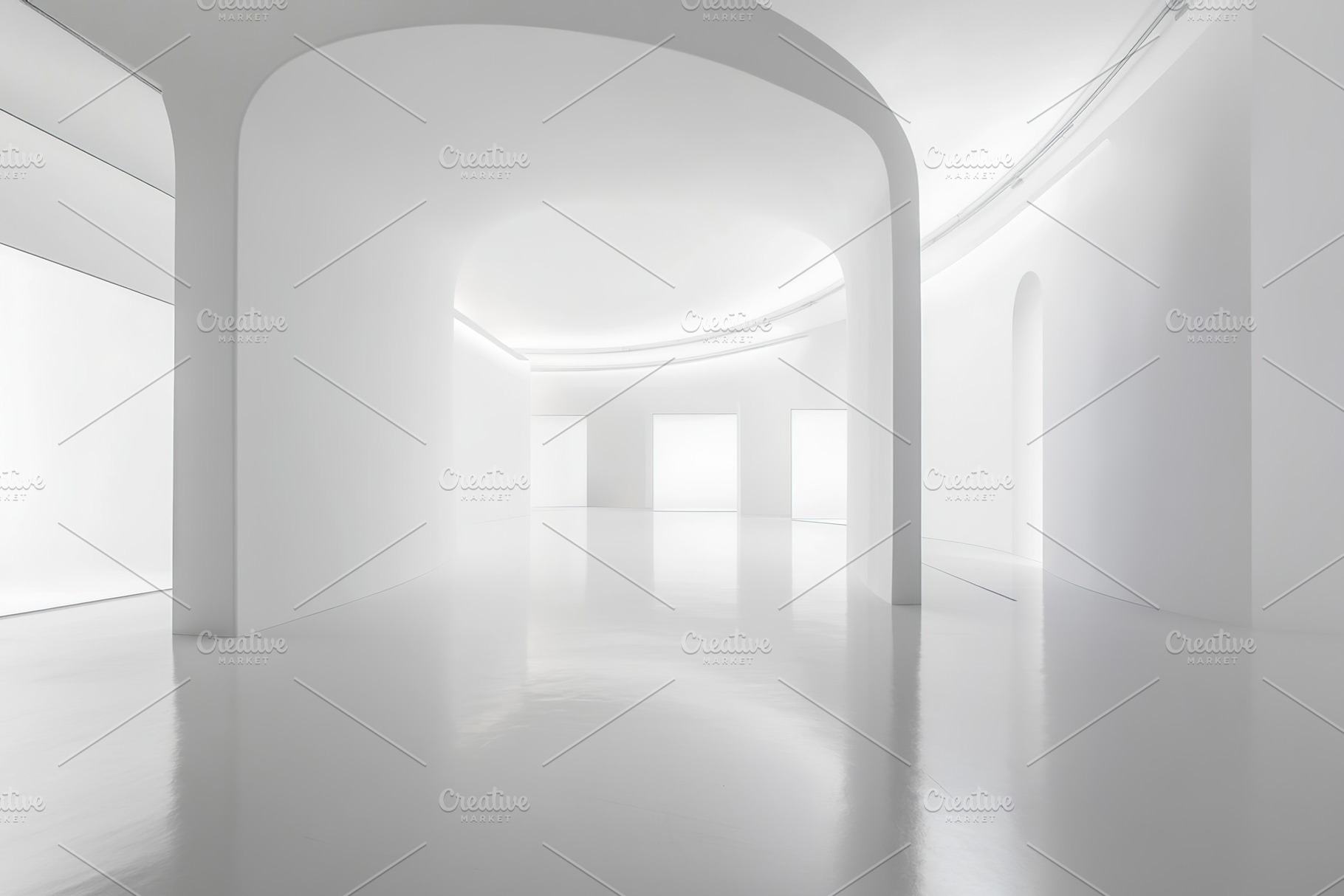 Big white cyclorama in photostudio with artificial lights, a Background Photo by AlyaAnd