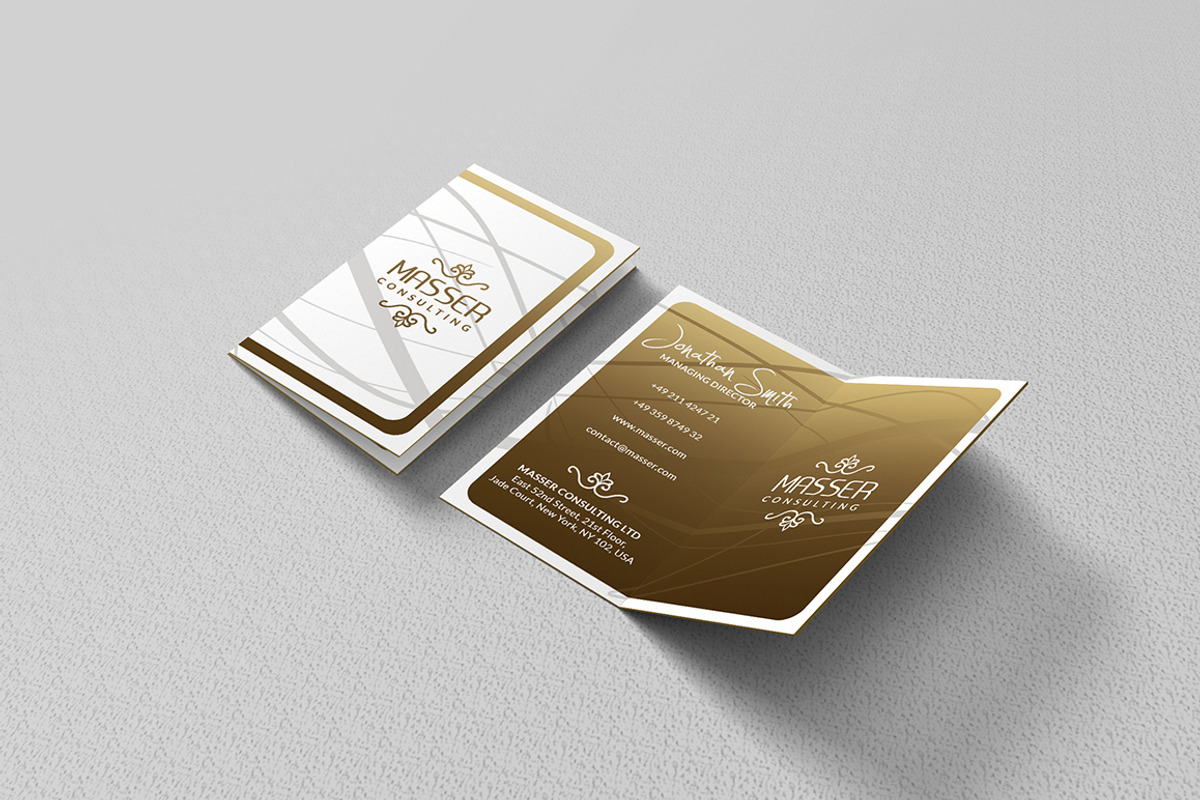 Folded Gold And White Business Card, a Business Card Template by Marvel (Photo 2 of 5)