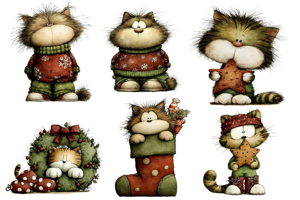 Christmas cat clipart, an Illustration by Designworld (Photo 2 of 5)