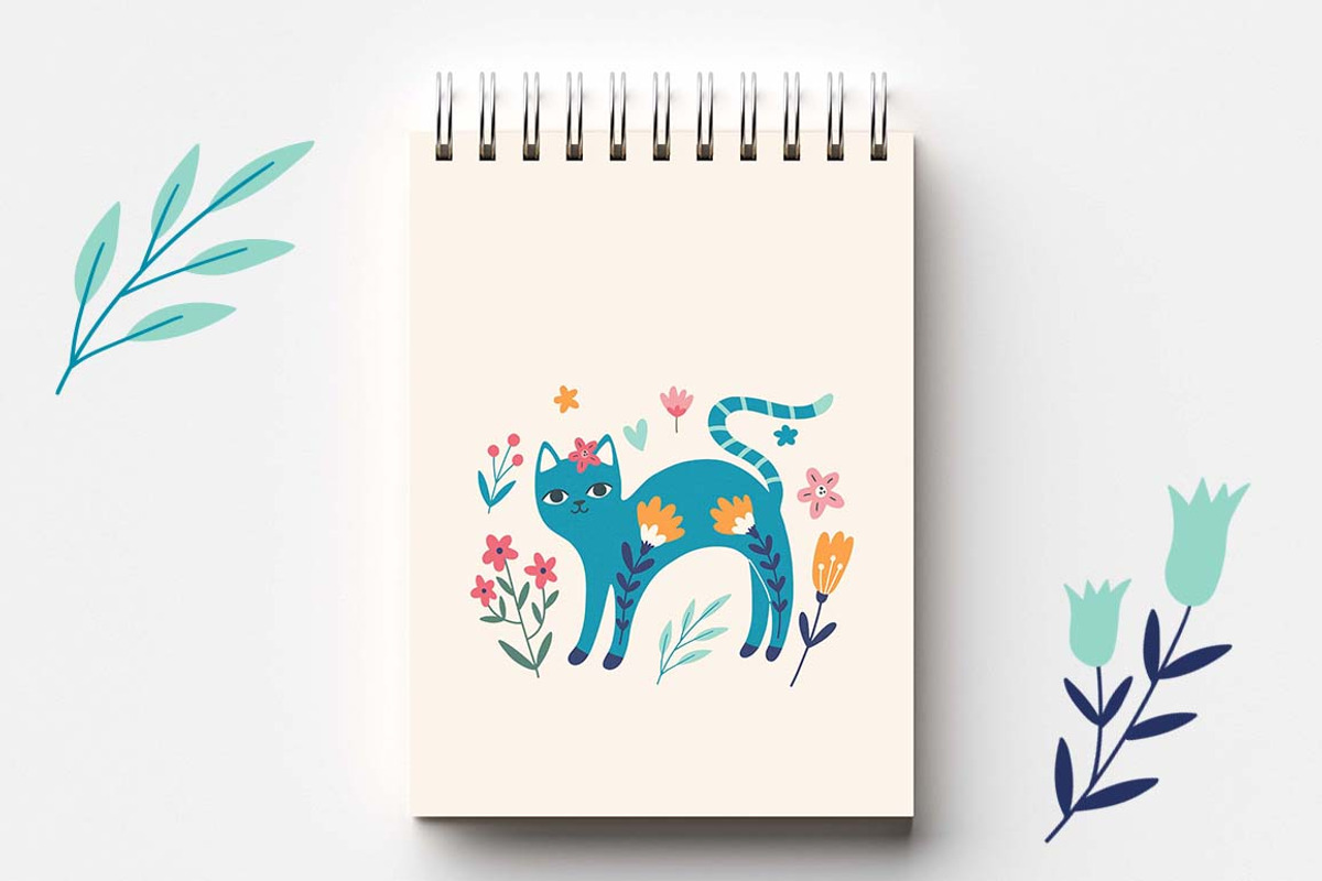 Flower Cats Patterns and composition, a Pattern Graphic by Irina Ostapenko (Photo 4 of 6)