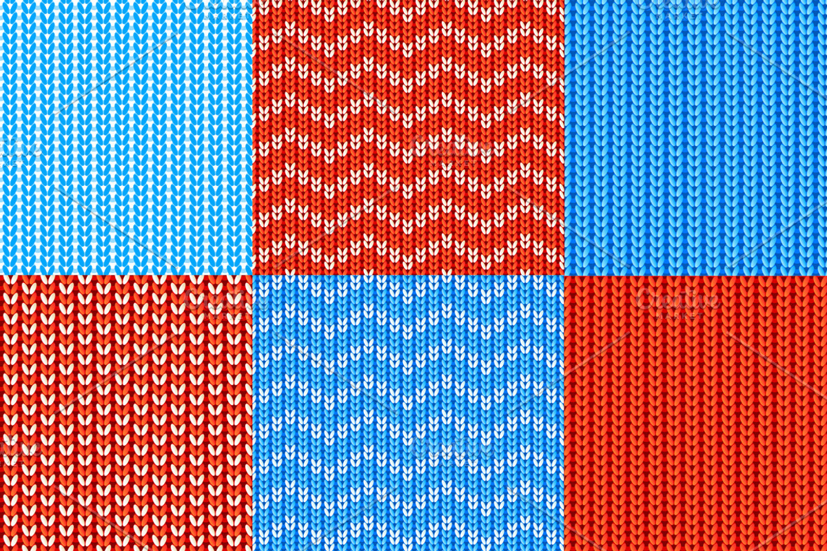 12 knitted vector seamless patterns preview 3