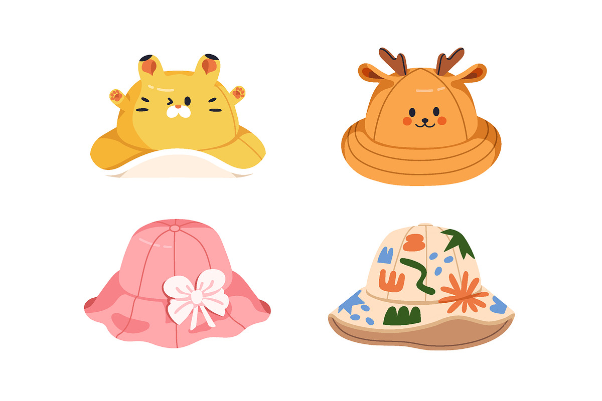 Kids summer panamas, beach hats set, an Object Illustration by Good Studio (Photo 4 of 6)