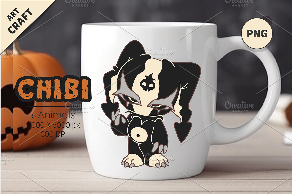 Chibi animals 10 Halloween. Tshirt., an Animal Illustration by KENO Mascots (Photo 2 of 4)