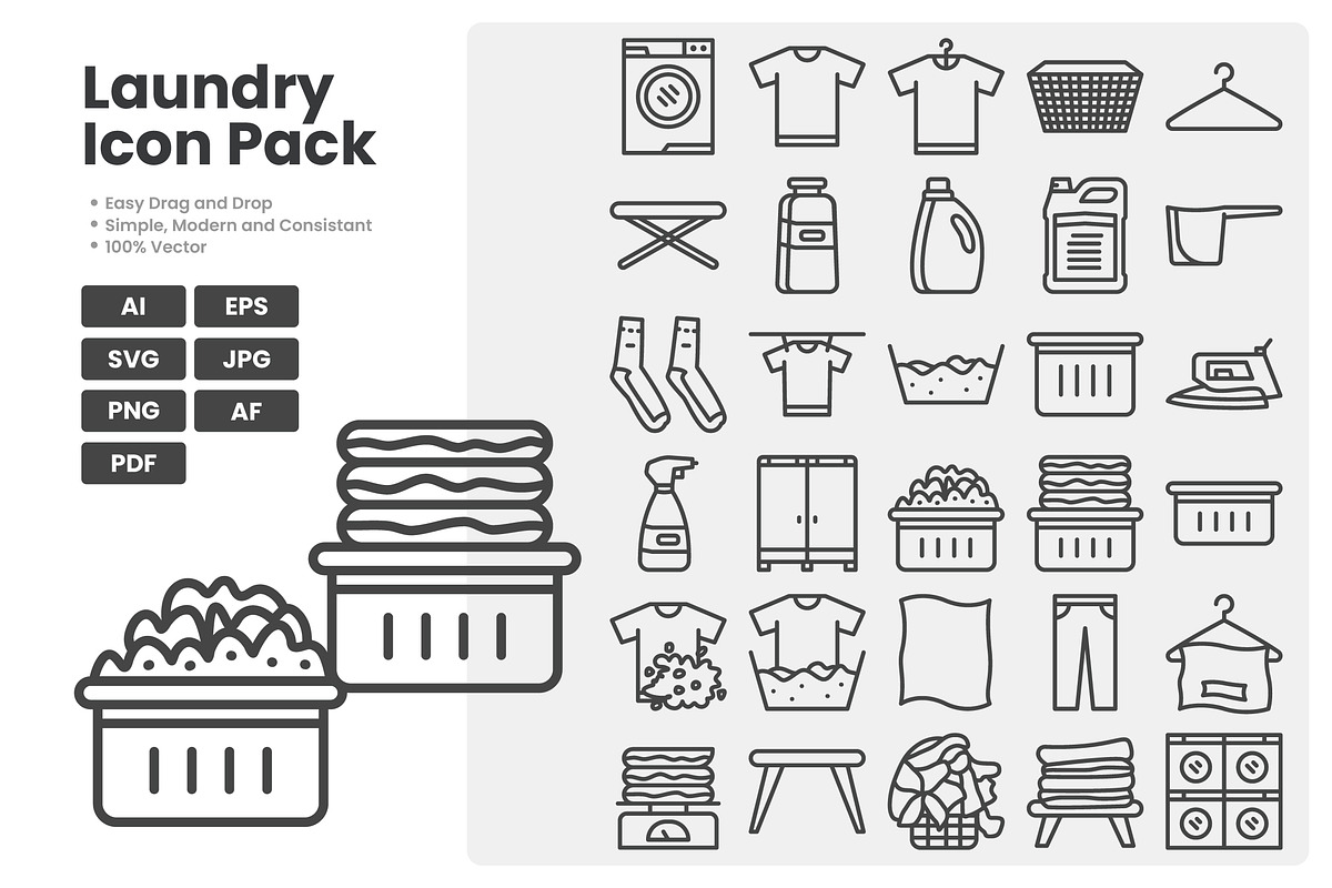 Laundry Icon Pack, an Outline Icon by erifqizeicon (Photo 4 of 4)
