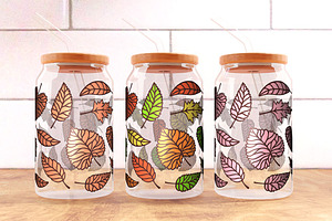 Autumn Leaves Can Glass Wrap 16oz.