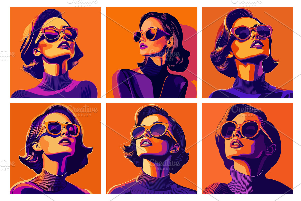 Woman portraits cartoon vector set, an Object Illustration by Onyx