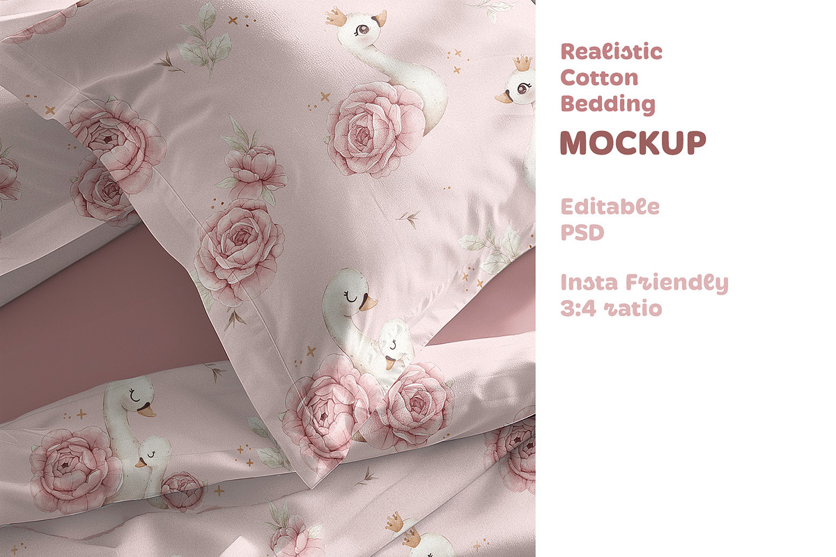 Realistic Cotton Bedding Mockup, a Household Mockup by Brzozowska (Photo 1 of 5)