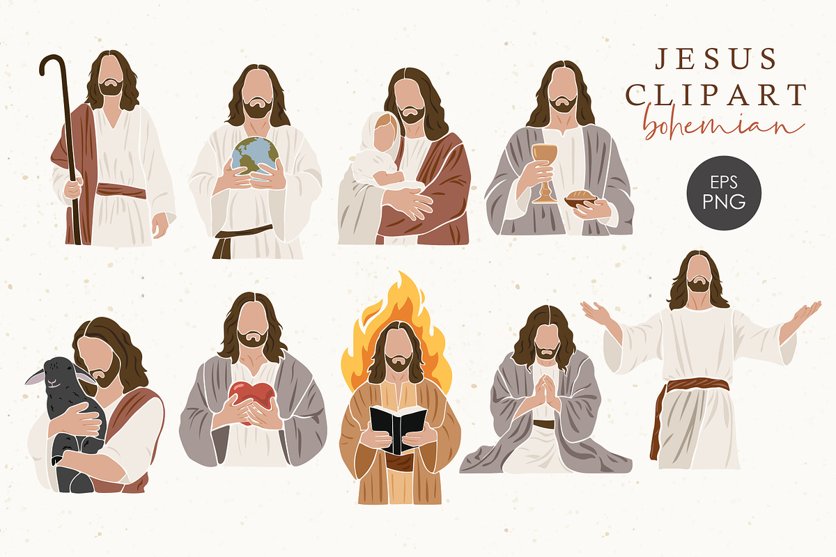Christian cliparts bundle, a Person Illustration by ⋒DesignECShop⋒ (Photo 7 of 9)