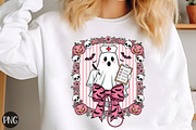 Nurse Halloween Coquette Cute Ghost, an Illustration by Libby Wishes (Thumbnail 1 of 6)