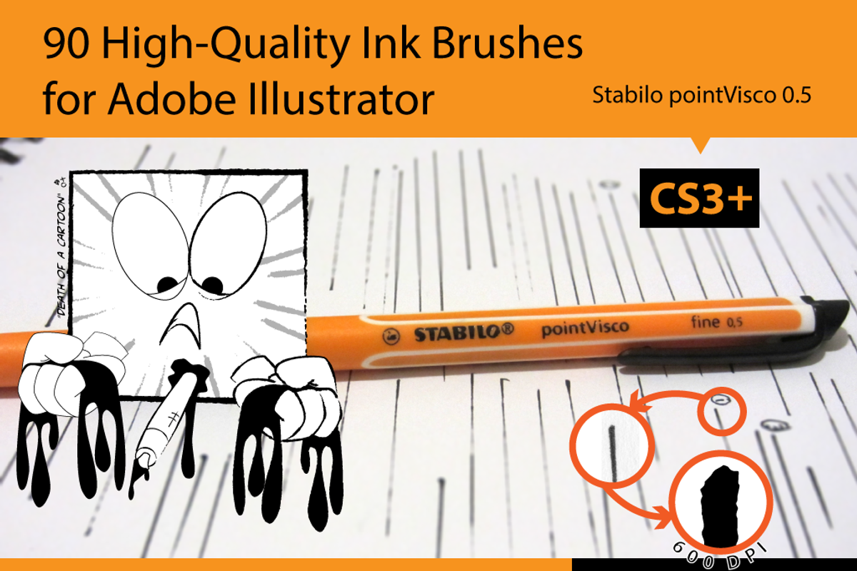 90 Pro Illustrator Ink Brushes