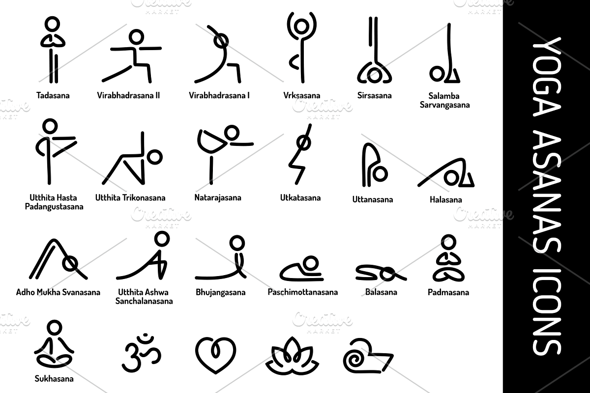 Yoga Asanas Minimal Icons, an Outline Icon by Irina Mir
