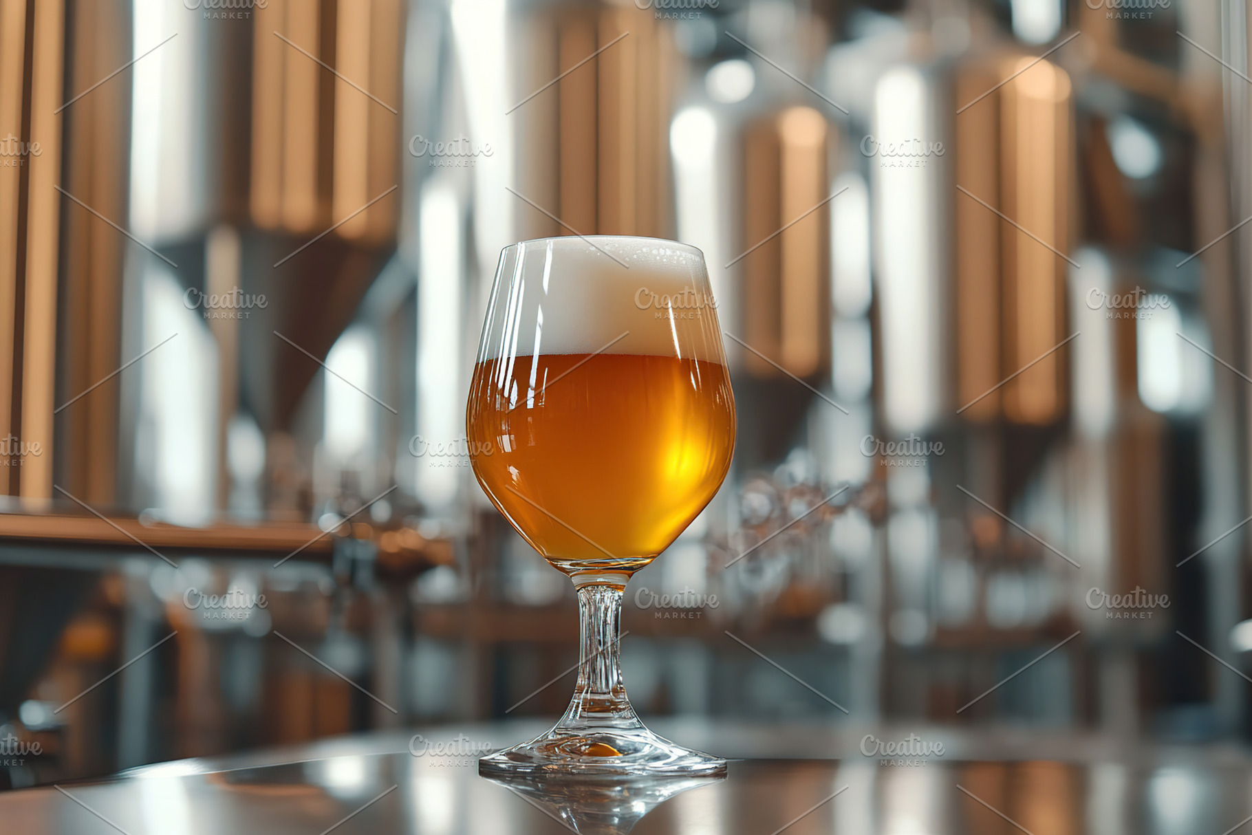 Glass of cold and fresh beer on brewery background, a Food & Drink Photo by AlyaAnd