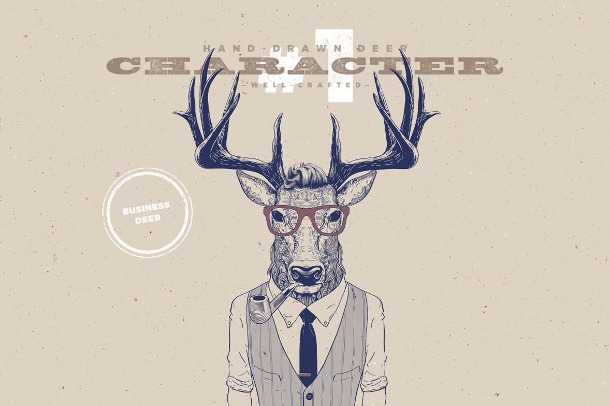 Hipster Deer Characters, a Work Illustration by blauananas (Photo 3 of 8)