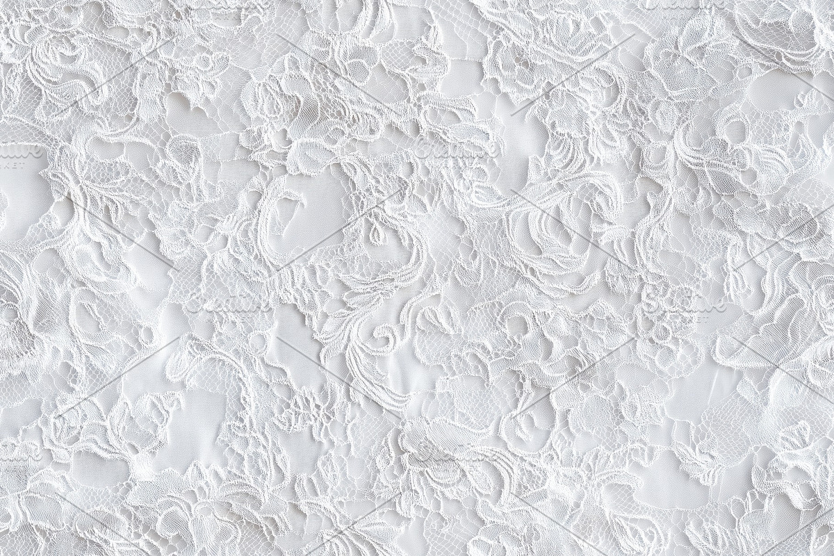 Seamless intricate white Jacquard lace fabric, showcasing delicate patterns and, a Texture Graphic by Textures & Backgrounds