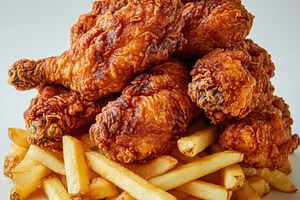 Fried chicken and French fries isola, a Food & Drink Photo by Pixeness Studio