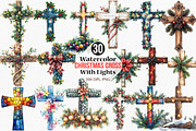 Christmas Cross With Lights Clipart, an Illustration by Canvas Craft (Thumbnail 1 of 7)