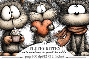 Fluffy Kitten Whimsical Clipart, an Animal Illustration by Designking (Thumbnail 1 of 5)