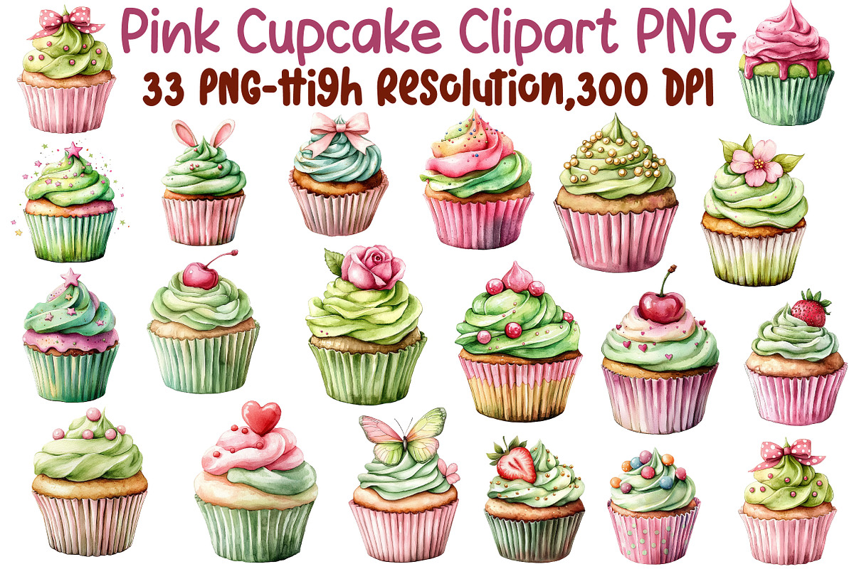 Pink Cupcake Clipart, an Illustration by Sublimation Artist (Photo 1 of 6)