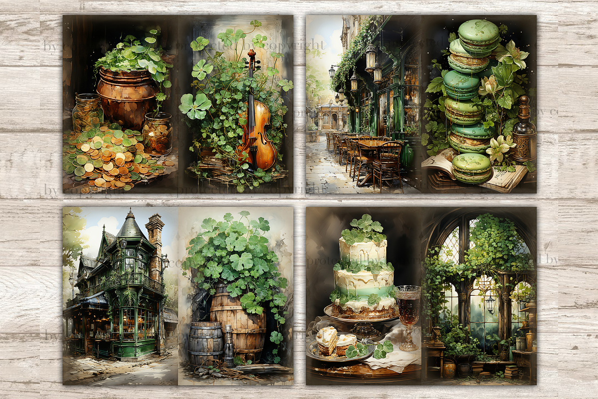 St Patricks Day Junk Journal Pages, a Seasonal Illustration by GlamArtZhanna (Photo 3 of 10)
