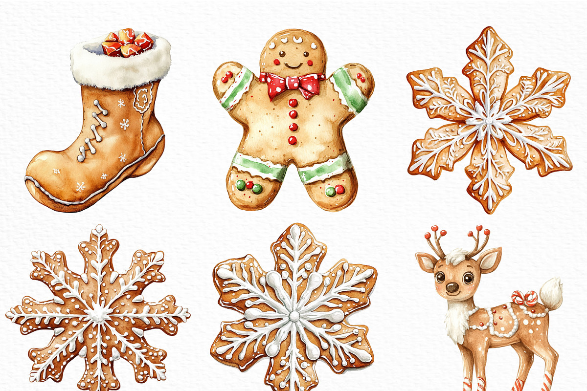 Christmas Gingerbread Clipart Bundle, an Illustration by Craft Nest (Photo 2 of 6)