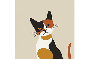 Portrait of a calico cat with, an Animal Illustration by Lermont51