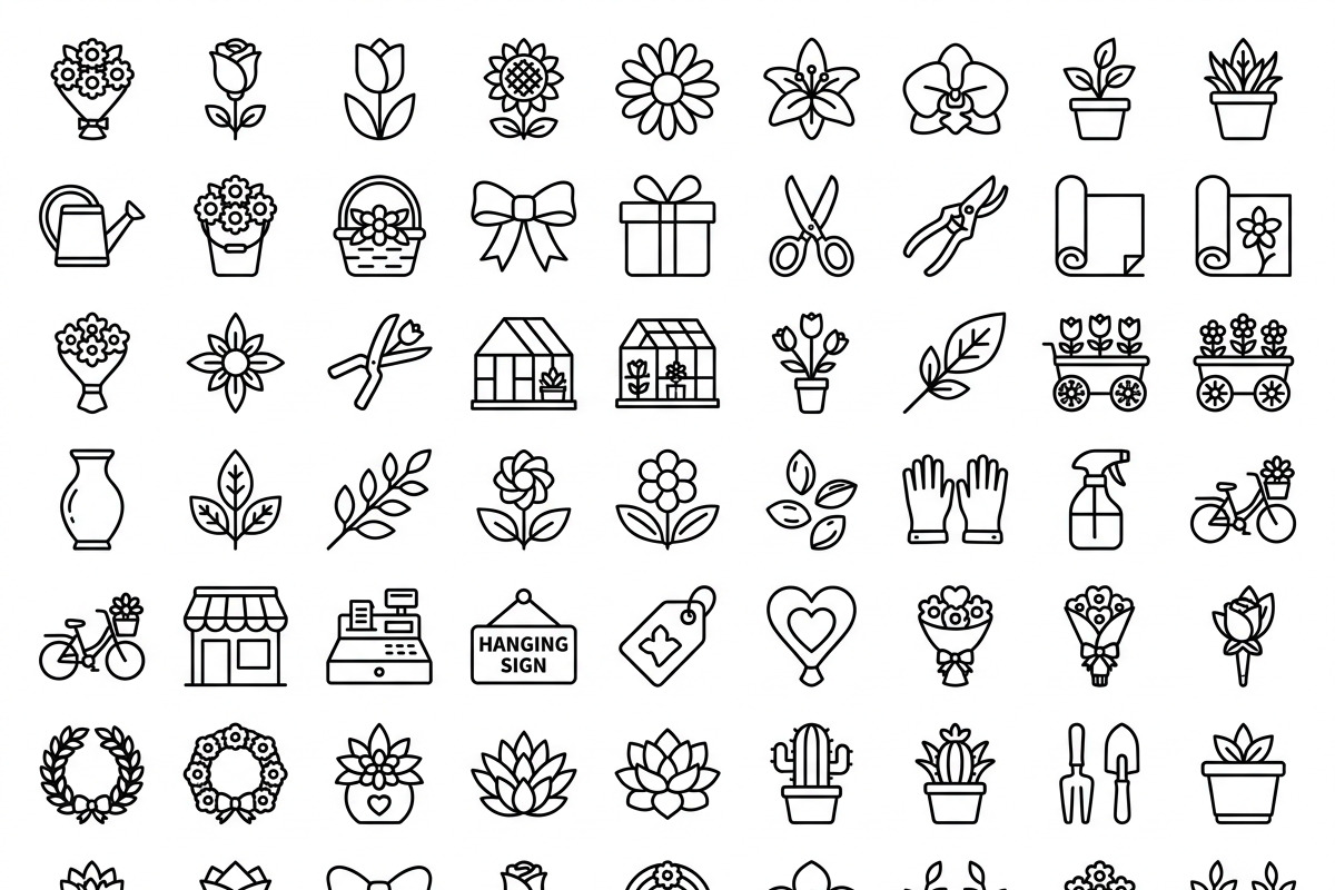 Bundlle Florist Shop Icon Set, an Outline Icon by adenpinkstore (Photo 11 of 12)