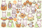 Kawaii Bunny Alien Clipart, an Animal Illustration by Blumensdiary (Thumbnail 2 of 7)