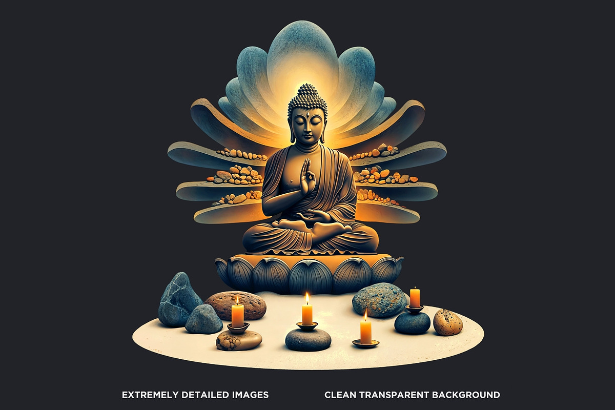 Modern Golden Buddha Clipart Set, a Decorative Illustration by ThatsDesignArt (Photo 2 of 10)