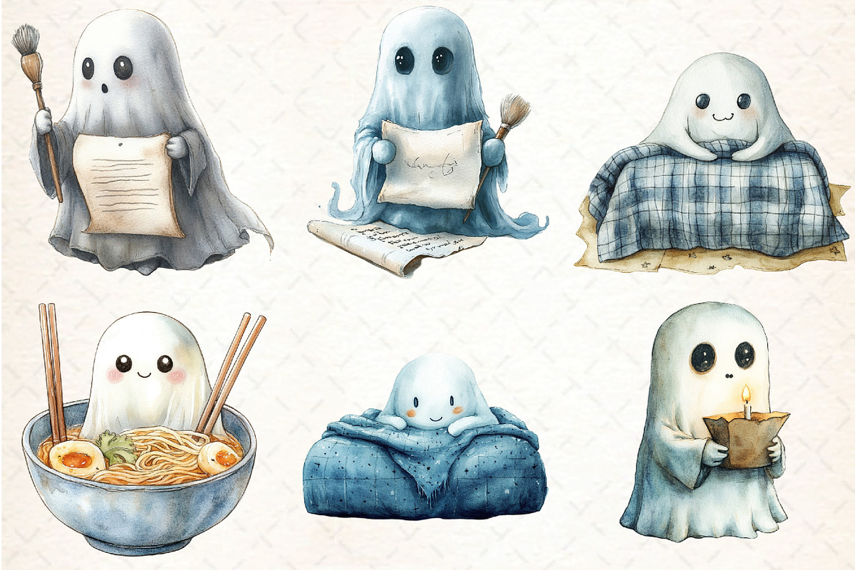 Cute Japanese Ghost Clipart, an Illustration by DreamCafeArt (Photo 2 of 7)