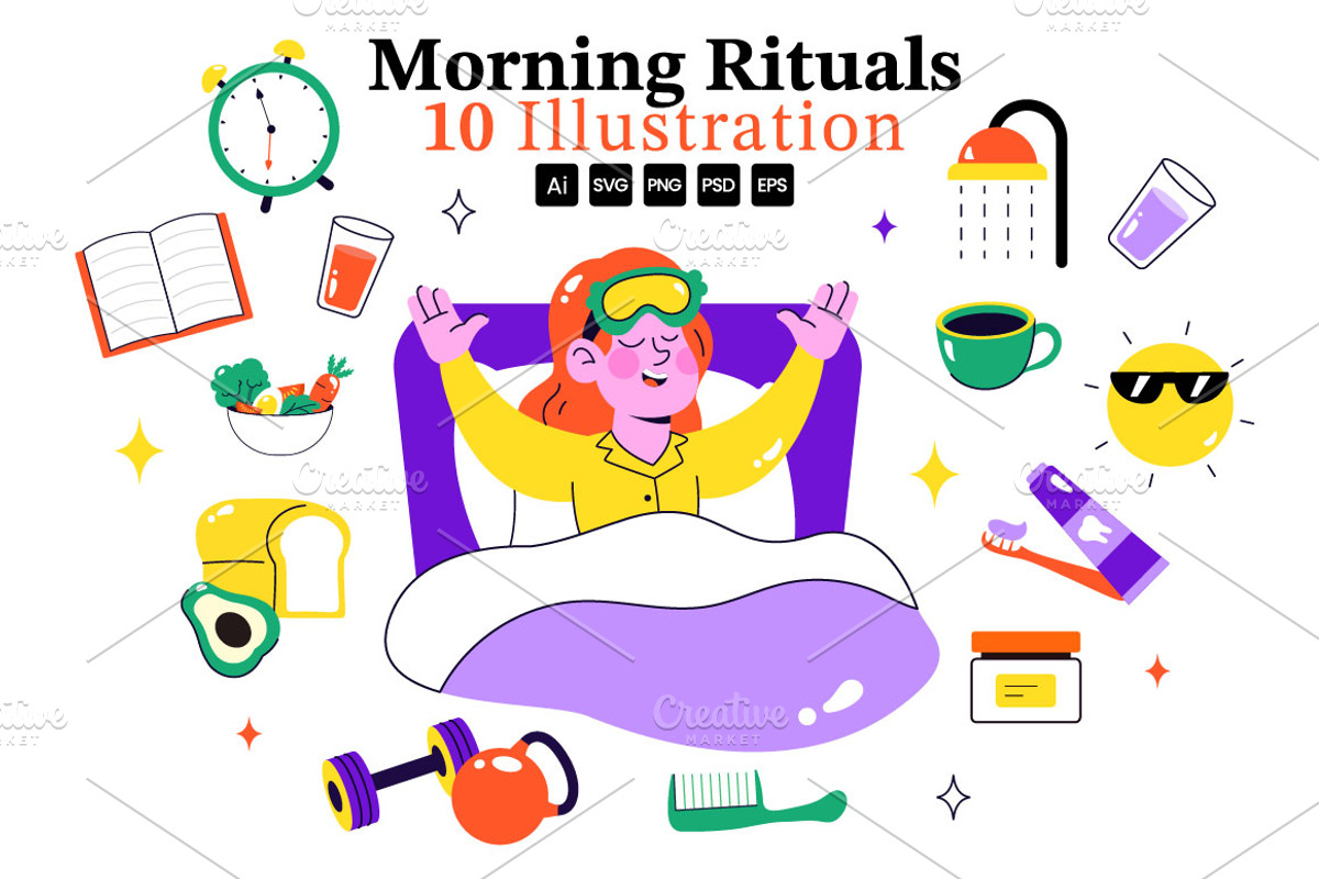 10 Daily Morning Ritual Illustration, a Person Illustration by denayunebgt (Photo 1 of 4)