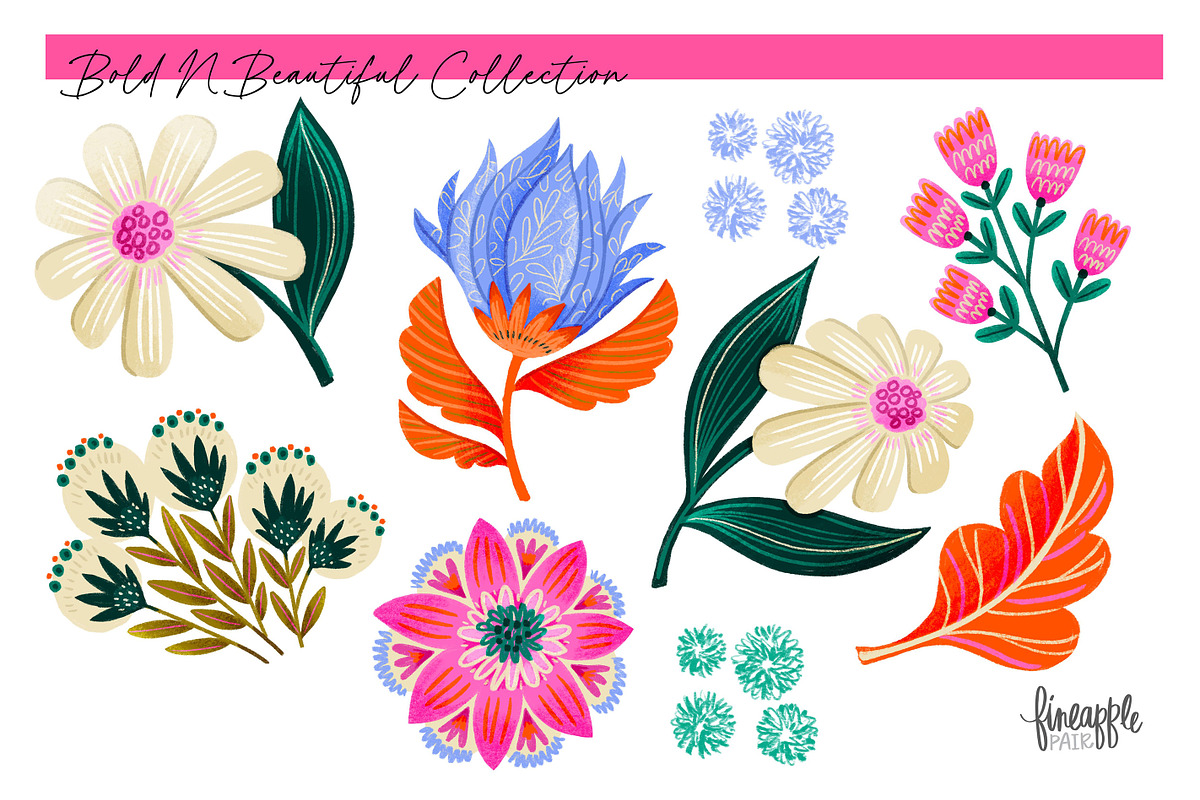 Bold Floral Clipart, a Decorative Illustration by FINEAPPLE (Photo 6 of 6)
