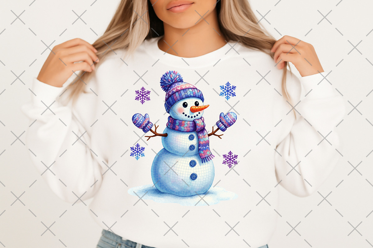 Colorful Christmas Disco Snowman Png, an Illustration by Craft Nest (Photo 6 of 6)