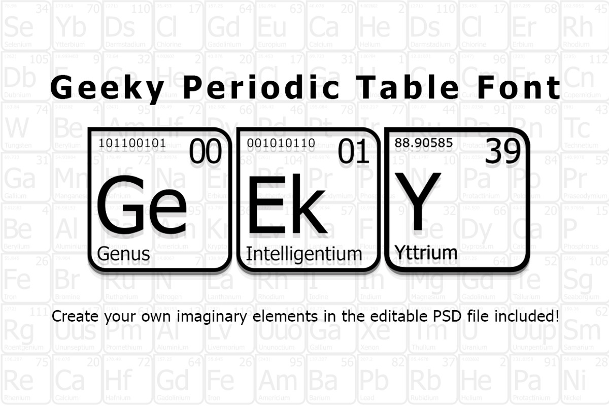Geeky Periodic Table Font