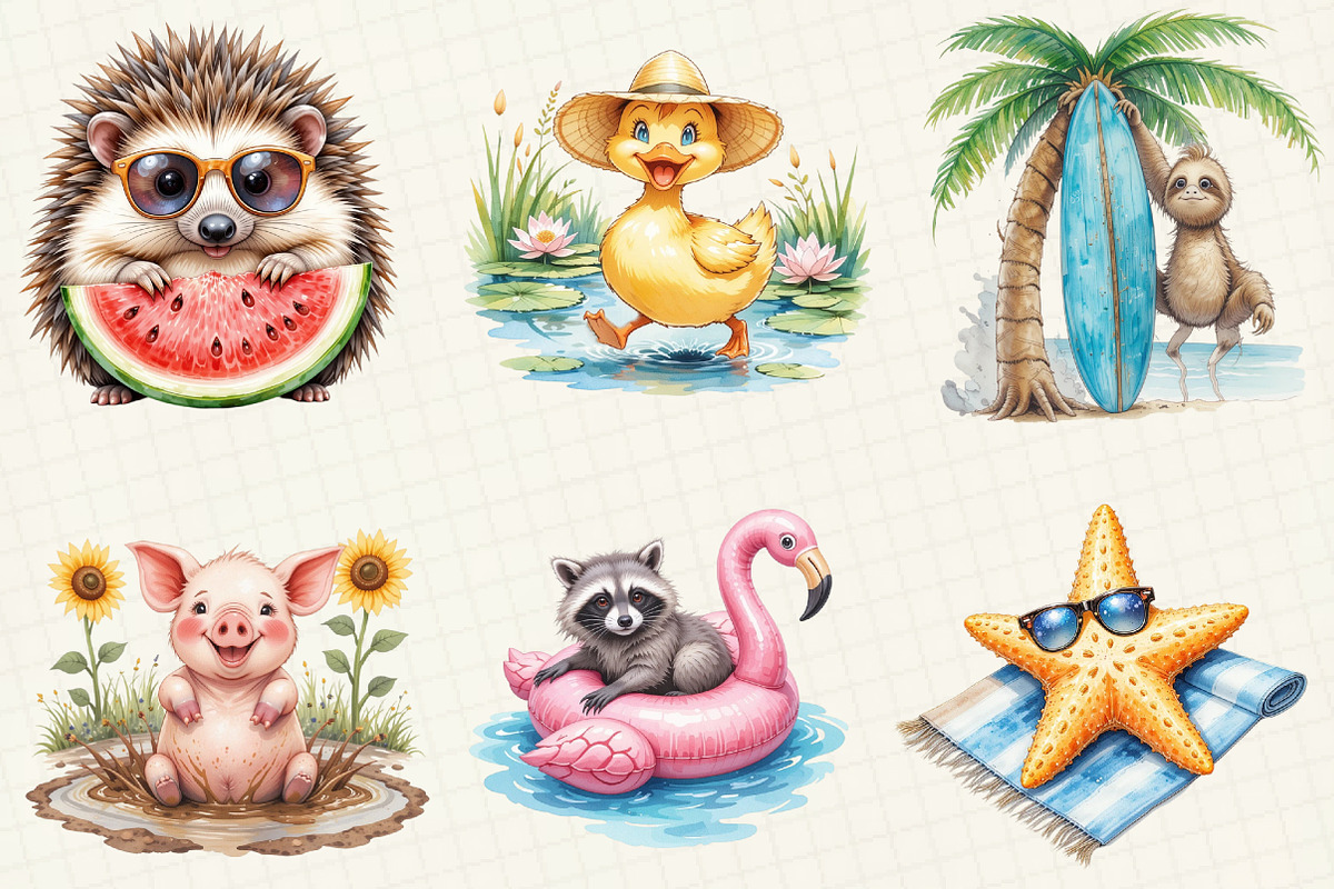 Summer Animal Clipart, an Illustration by OK Design (Photo 6 of 6)