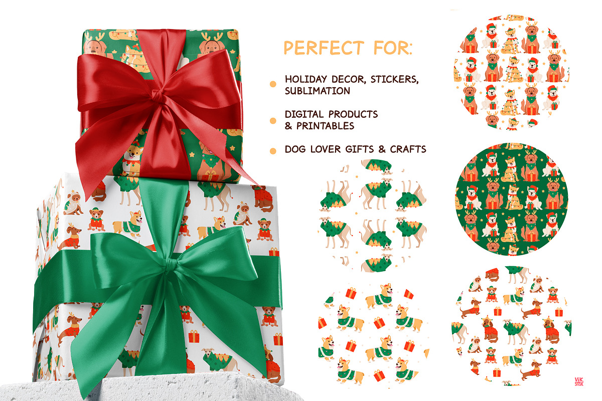 Christmas Dogs Clipart, an Animal Illustration by vik.stock (Photo 4 of 7)