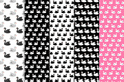 Seamless vector patterns with swans, a Pattern Graphic by mnke art studio (Thumbnail 1 of 2)