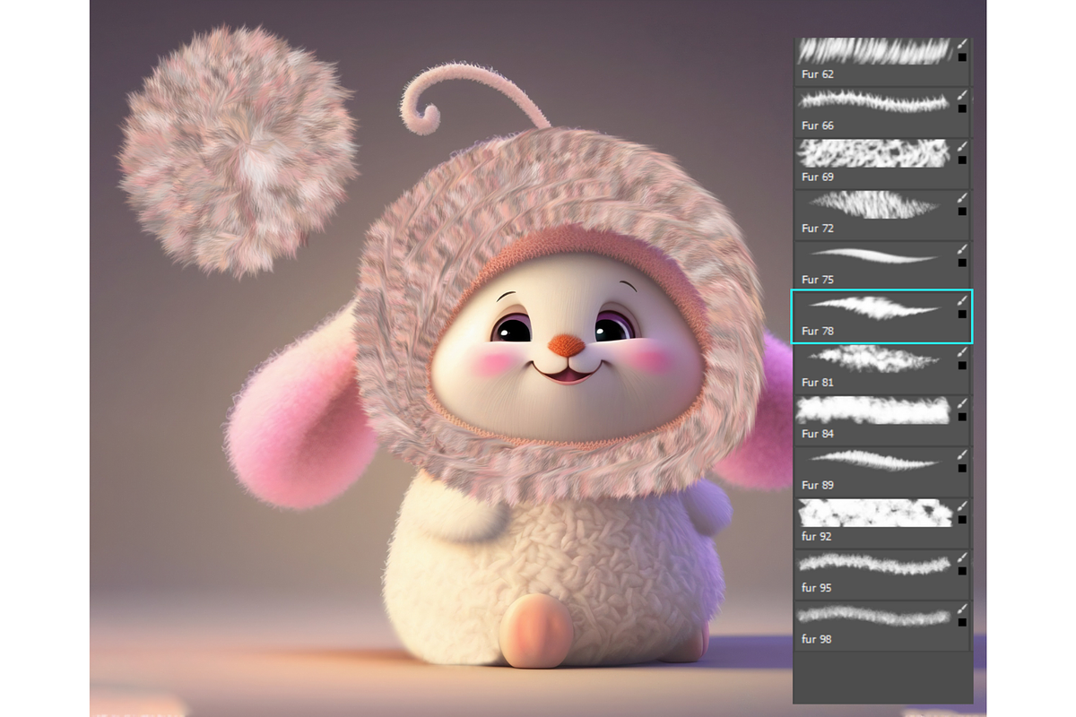 Realistic Fur Brushes for photoshop, a Brush Add-On by Velo Graphic Studio (Photo 3 of 9)