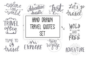 Hand drawn travel quotes