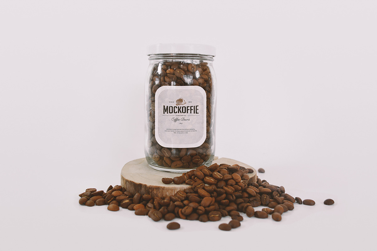 Glass Jar with Coffee Beans Mockup, a Product Mockup by eamejia (Photo 2 of 3)