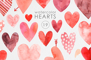 Watercolor Hearts Clipart PNG