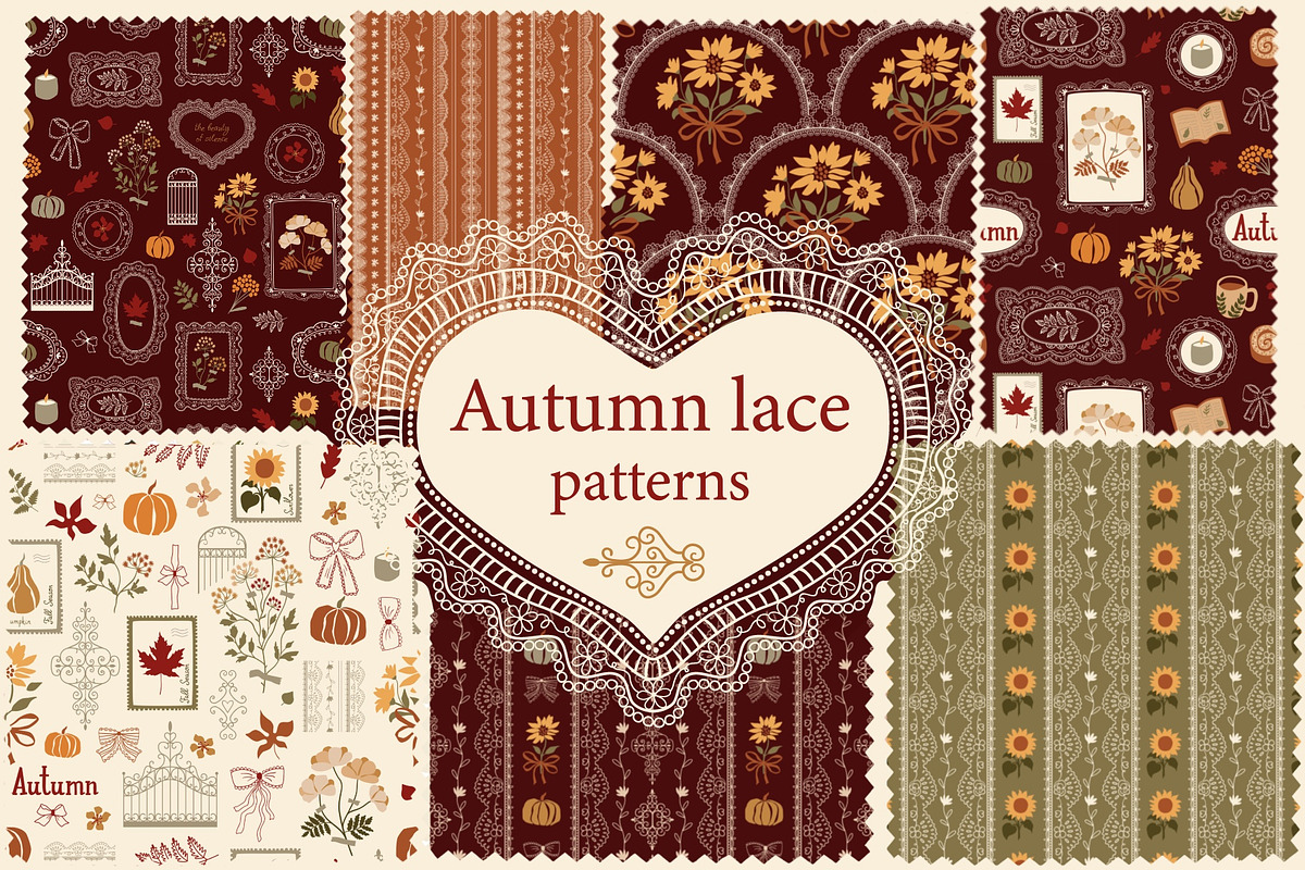 Autumn lace patterns Vector, a Pattern Graphic by Tani Kuzminka (Photo 1 of 24)