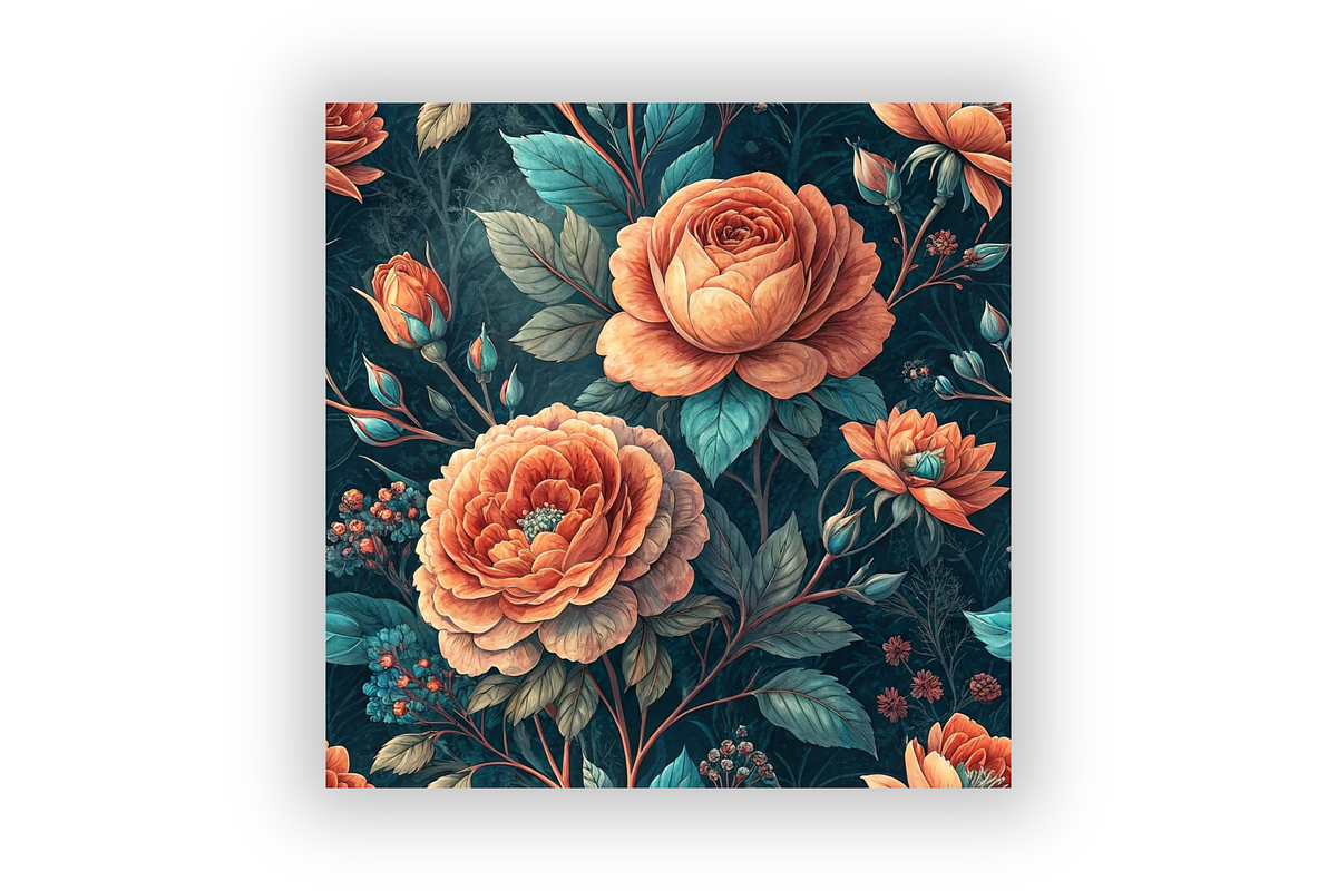 Turquoise Peach Blossom Pattern, a Pattern Graphic by FloridPrintables (Photo 6 of 8)